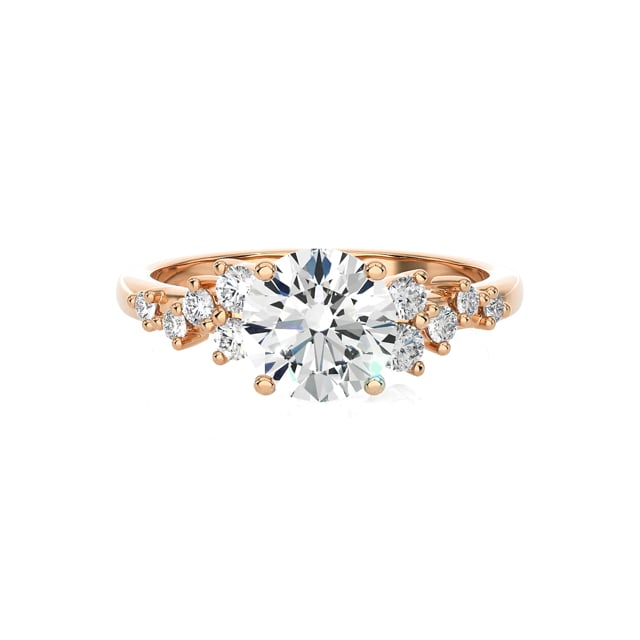 1.00 Karat Solitär-Cluster-Ring aus Rotgold mit einem runde laborgezüchtete Diamanten