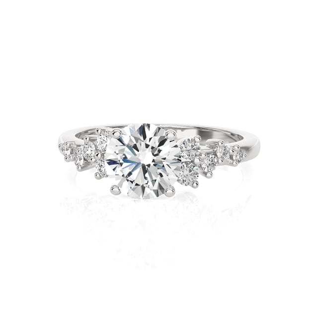 1.00 carat solitaire cluster ring in white gold with a round lab grown diamond