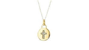 Italian 14kt Two-Tone Gold Diamond-Cut Cross Pendant Necklace