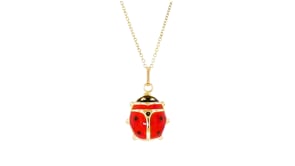 Italian Red and Black Enamel Ladybug Pendant in 14kt Yellow Gold