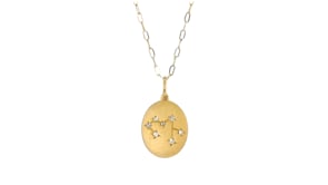Diamond-Accented Zodiac Constellation Pendant Necklace in 18kt Gold Over Sterling