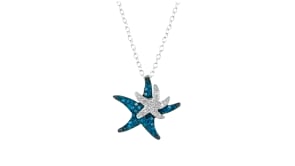 20 ct. t.w. Blue and White Diamond Starfish Pendant Necklace in Sterling Silver