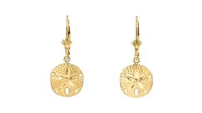14kt Yellow Gold Sand Dollar Drop Earrings