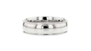 Mens 6mm 14kt White Gold Milgrain Wedding Band