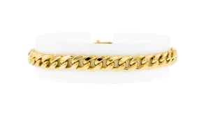 Mens 8mm 14kt Yellow Gold Curb-Link Bracelet