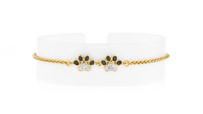 15 ct. t.w. White and Black Diamond Paw Print Bracelet in 18kt Gold Over Sterling