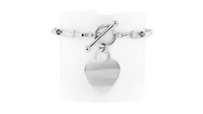 Sterling Silver Personalized Heart Paper Clip Link Toggle Bracelet