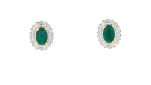 1.50 ct. t.w. Emerald Jewelry Set with White Topaz Accents Earrings and Pendant Necklace in 18kt Gold Over Sterling