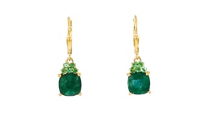 4.20 ct. t.w. Emerald Drop Earrings in 18kt Gold Over Sterling