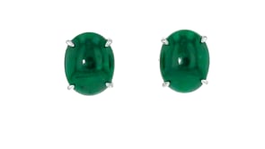14.00 ct. t.w. Opaque Emerald Stud Earrings in Sterling Silver