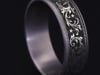 Men&rsquo;s Barrel Script &amp; Stars Wedding Band in Titanium &amp; Tantalum, 7.5MM