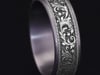 Men&rsquo;s Barrel Script &amp; Stars Wedding Band in 14K Gold &amp; Tantalum, 7.5MM 