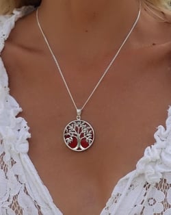 Silver Coral Tree Of Life Pendant