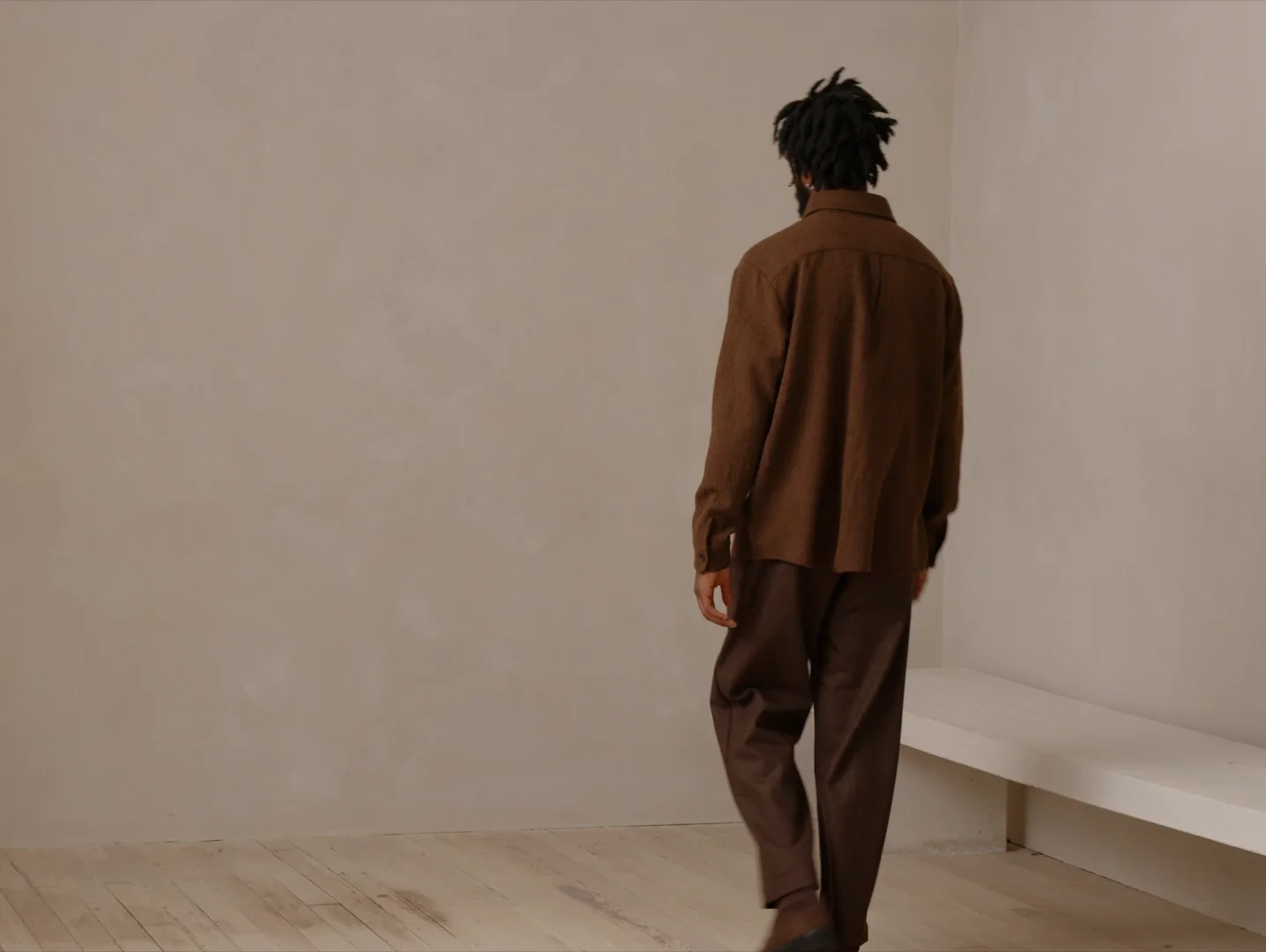 Single Pleat Pant - Fox Superfine Merino Check, Rust/Dark Brown