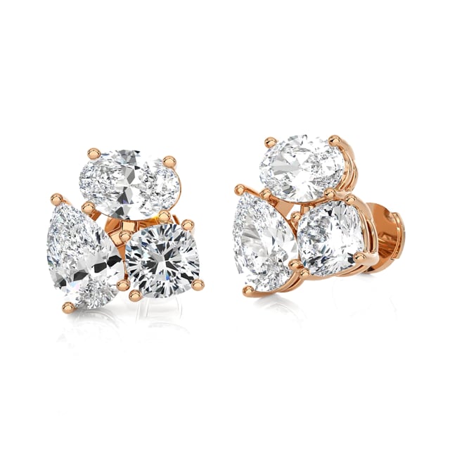 6.00 carat lab grown diamond trilogy earrings in red gold