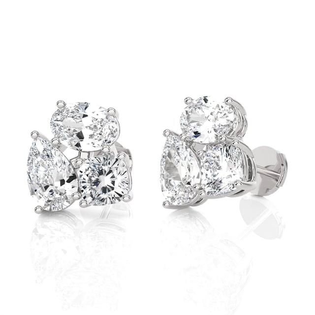 6.00 carat lab grown diamond trilogy earrings in white gold