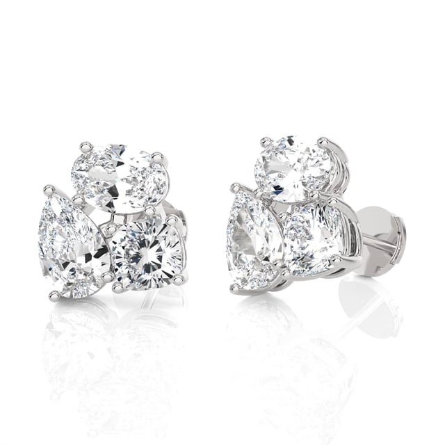 6.00 Karat im Labor gezüchtete Diamant Trilogie Ohrringe aus Weißgold