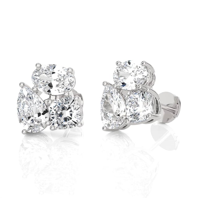 6.00 carats Boucles d'oreilles trilogie en or blanc