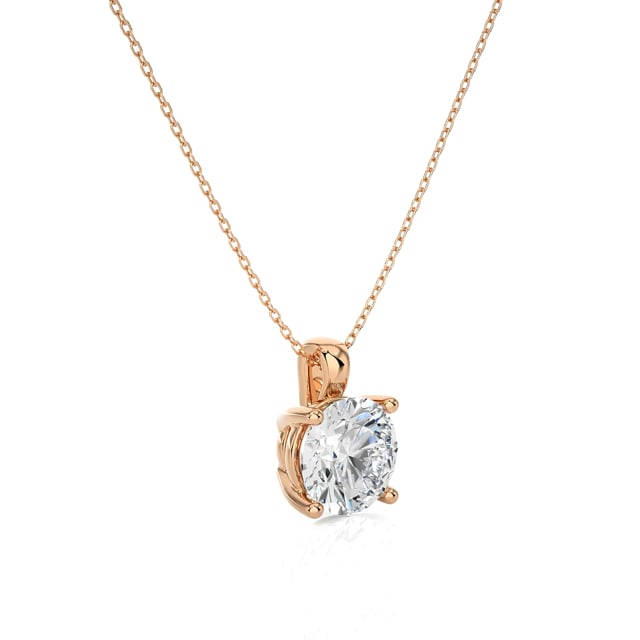 1.00 karaat solitaire hanger in rood goud met ronde diamant