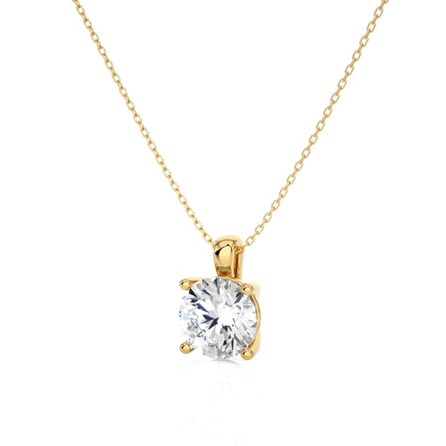 2.00 Karat Solitär Anhänger aus Gelbgold mit rundem Labordiamant