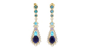 10.30 ct. t.w. Multi-Gemstone Drop Earrings in 18kt Gold Over Sterling