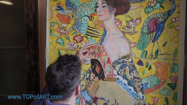 Gustav Klimt | Lady with a Fan | Oil on Canvas Reproduction Process by TOPofART