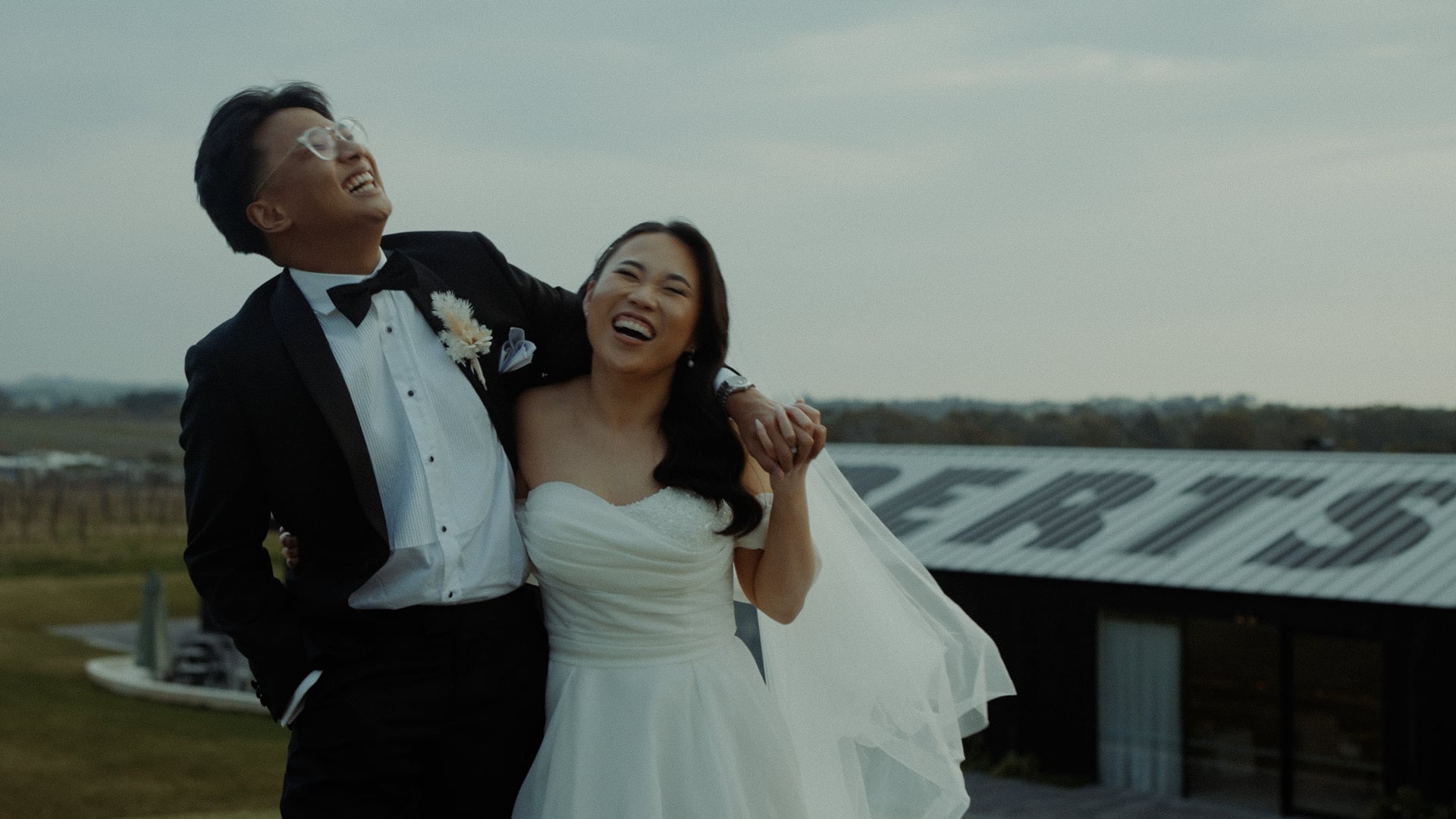 Hubert Estate, Yarra Valley wedding — bride and groom portrait, photographed by C2 Films