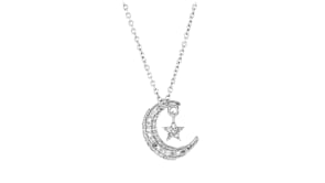 15 ct. t.w. Diamond Moon and Star Necklace in Sterling Silver