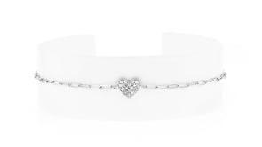 10 ct. t.w. Pave Diamond Heart Paper Clip Link Bracelet in Sterling Silver