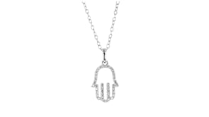 10 ct. t.w. Diamond Hamsa Pendant Necklace in Sterling Silver