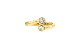 Diamond-Accented Two-Stone Ear Cuff in 14kt Yellow Gold