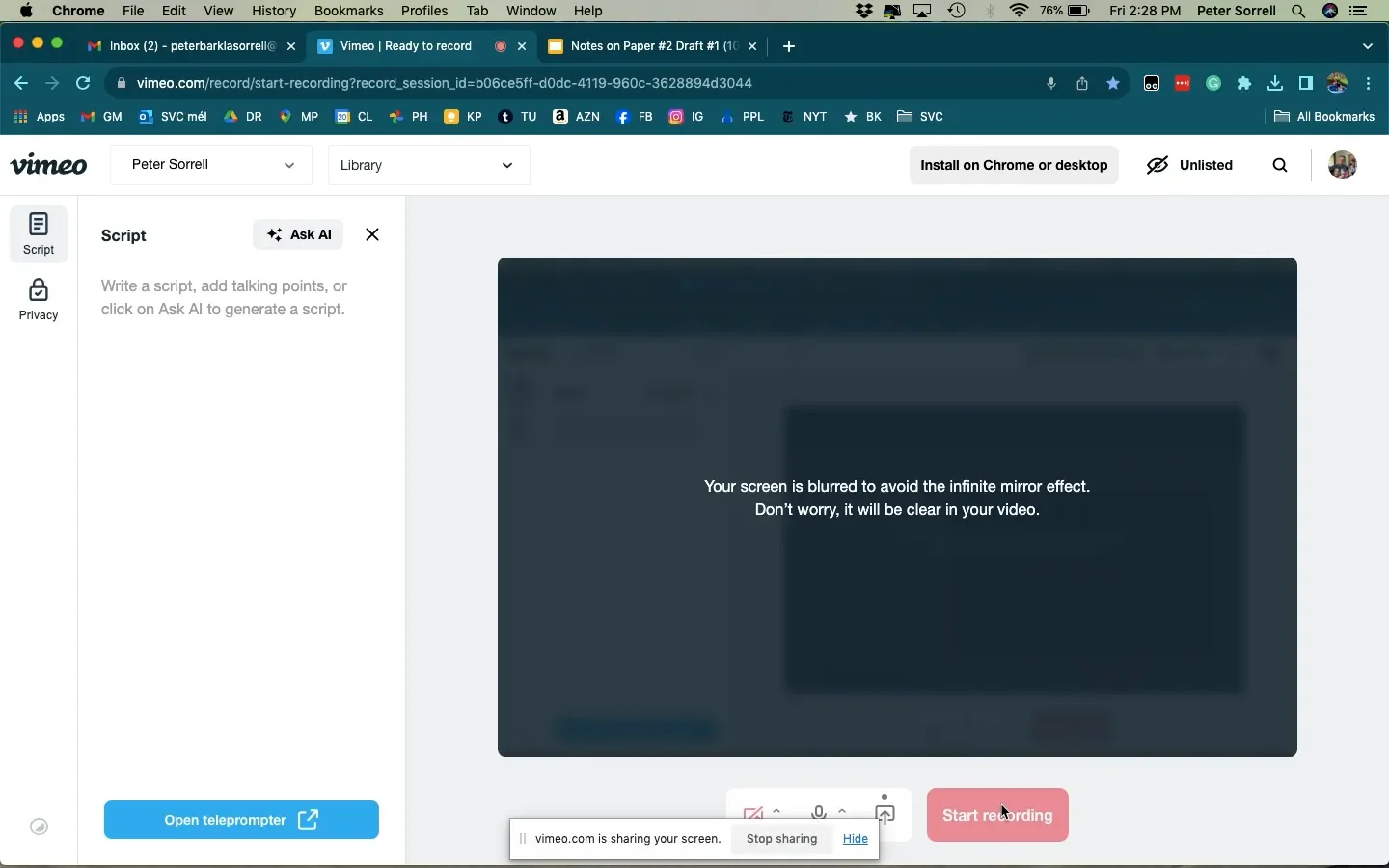 Paper #2, Draft #1 Comments on Vimeo
