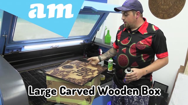 Create Large Carved Wooden Box by CO2 Laser Machine Cutting and Laser Engraving