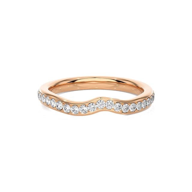 0.20 carat curved lab grow diamond eternity ring (half set) in red gold