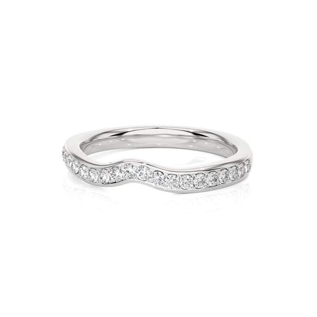 0.20 carat curved lab grow diamond eternity ring (half set) in white gold