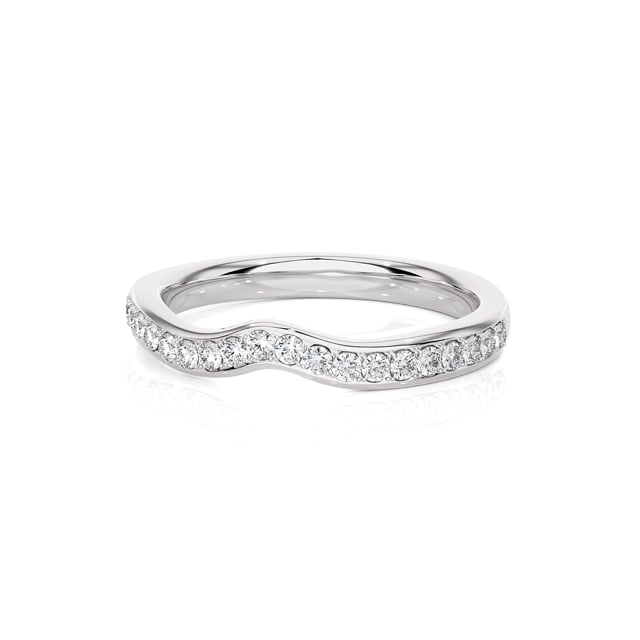 0.20 Karat geschwungener Memoire Ring (halb besetzt) aus Weißgold mit runden Labordiamanten