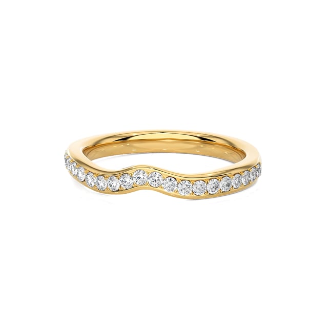 0.20 Karat geschwungener Memoire Ring (halb besetzt) aus Gelbgold mit runden Labordiamanten
