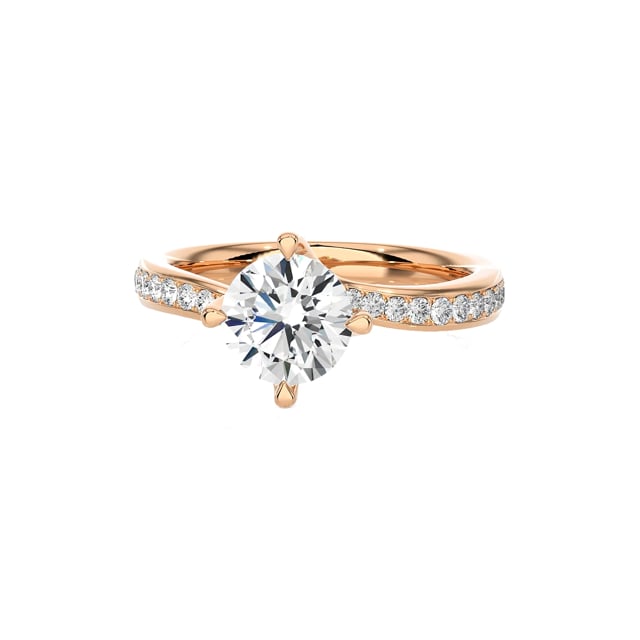 5.00 carat solitaire lab grow diamond ring in red gold with lab grown side diamonds