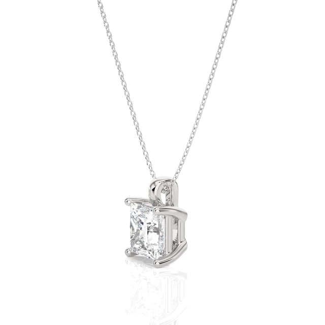 1.00 carat Pendentif solitaire avec diamant de laboratoire princesse en or blanc