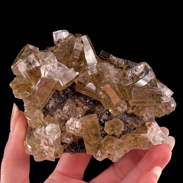 Calcite (GEM crystals) on Fluorite