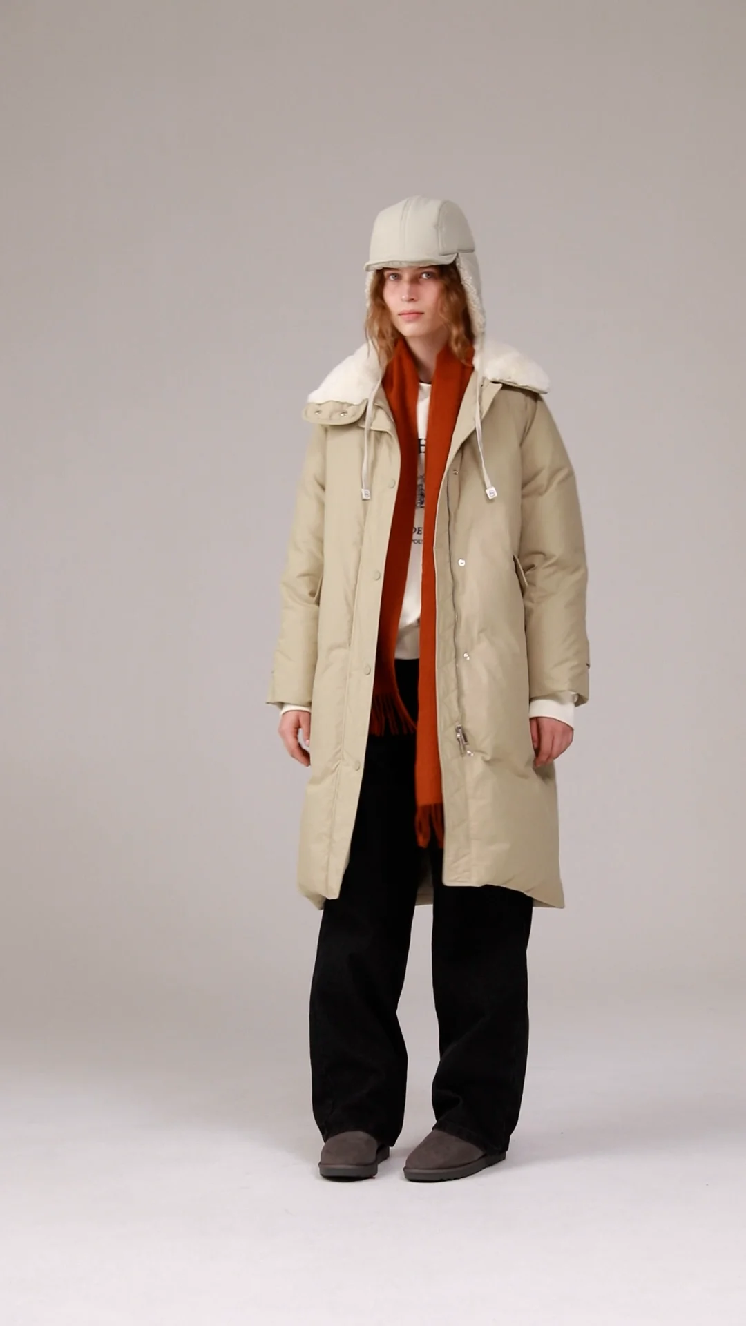 GIFT]cashmere wool blended leather point muffler - orange