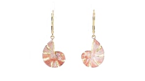 Italian Pink and White Enamel Seashell Drop Earrings in 14kt Yellow Gold