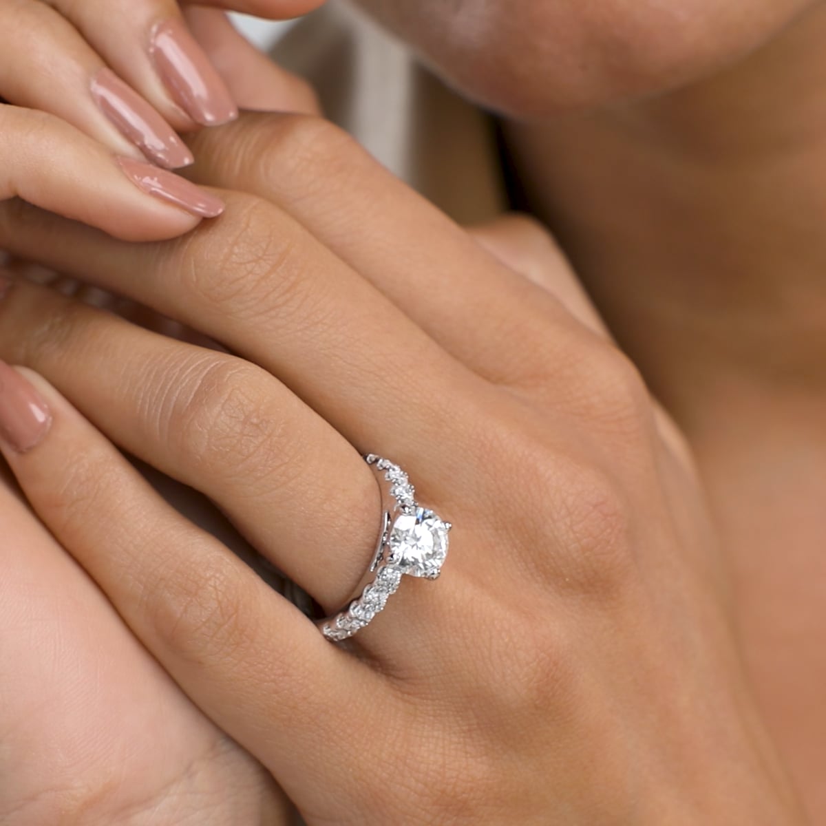 product video 2 for 9 ctw Emerald Lab Grown Diamond Engagement Ring with Split Prong Side Accents