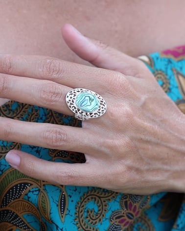 Ring Perlmutt Abalone stilisierter Ring Silber