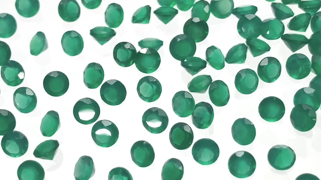 宝石質グリーンオニキス AAA ルース ラウンドファセットカット3×3mm 10