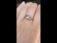 1982713 Pear Shape Teal Sapphire in 18K Yellow Gold Asymmetrical Ring Cluster