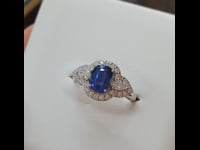 1982707 Sapphire and Diamonds Cluster Ring 3 stone