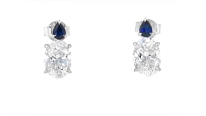 3.00 ct. t.w. Lab-Grown Diamond Drop Earrings with .40 ct. t.w. Sapphires in 14kt White Gold