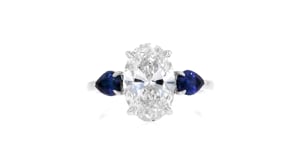 3.00 Carat Lab-Grown Diamond Ring with 1.00 ct. t.w. Sapphires in 14kt White Gold