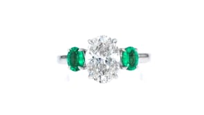 2.00 Carat Lab-Grown Diamond Ring with .50 ct. t.w. Emeralds in 14kt White Gold